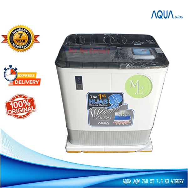 Mesin Cuci 2 Tabung AQUA QW 760 XT 7.5 KG Hijab Airdry Water Selector Tutup Transparan