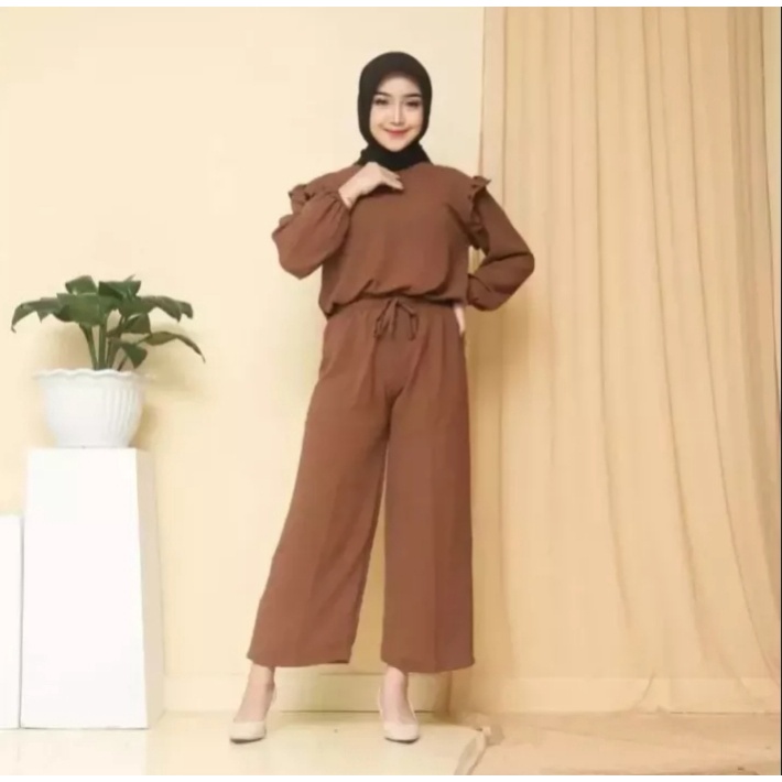 SETELAN WANITA KEKINIAN SET RUBY (BAJU + CELANA ) TERBARU TERMIURAH / SETELAN MOS CREPE / SETELAN CRINCLE