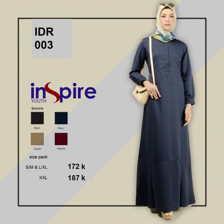INSPIRE DRESS IDR 03 BALOTELLI FASHION MUSLIMAH GAMIS REMAJA ANAK KULIAH PONDOK SERAGAM PENGAJIAN