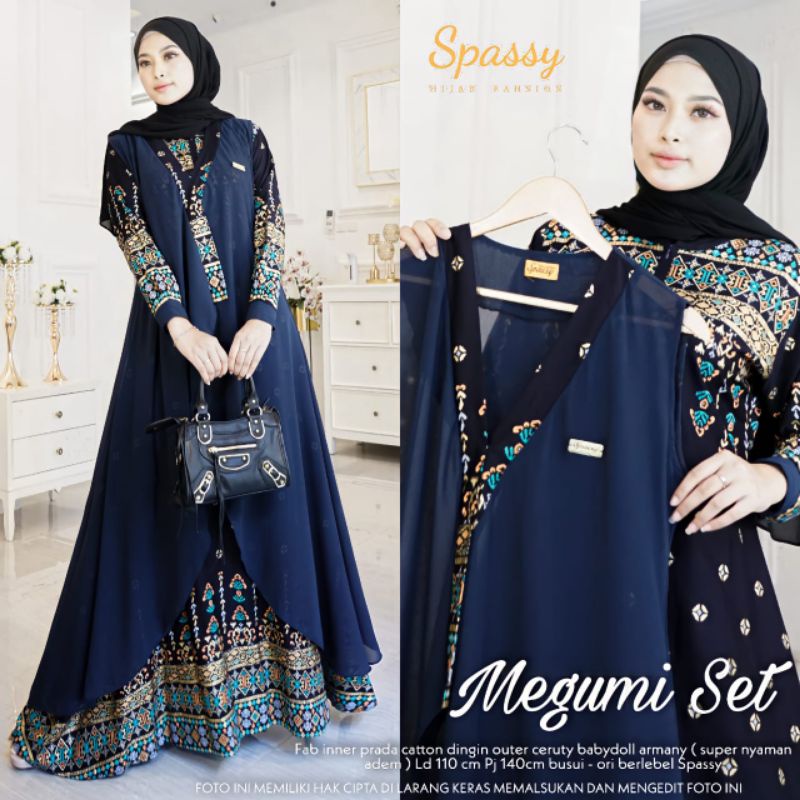 megumi set ori spassy abaya kaftan gamis
