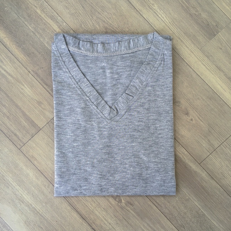 [COD] Kaos polos wanita lengan pendek Oversize Jumbo Murah V neck - by.Nyaman_Kaosan-*Pendek , Grey