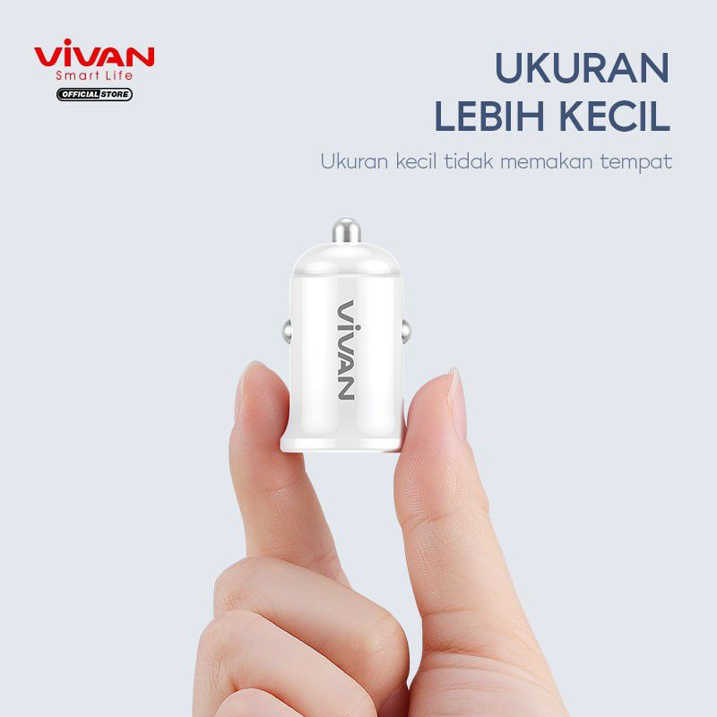 Charger Mobil Vivan VCC01 2.4A Car Charger Free Kabel Micro USB ORIGINAL