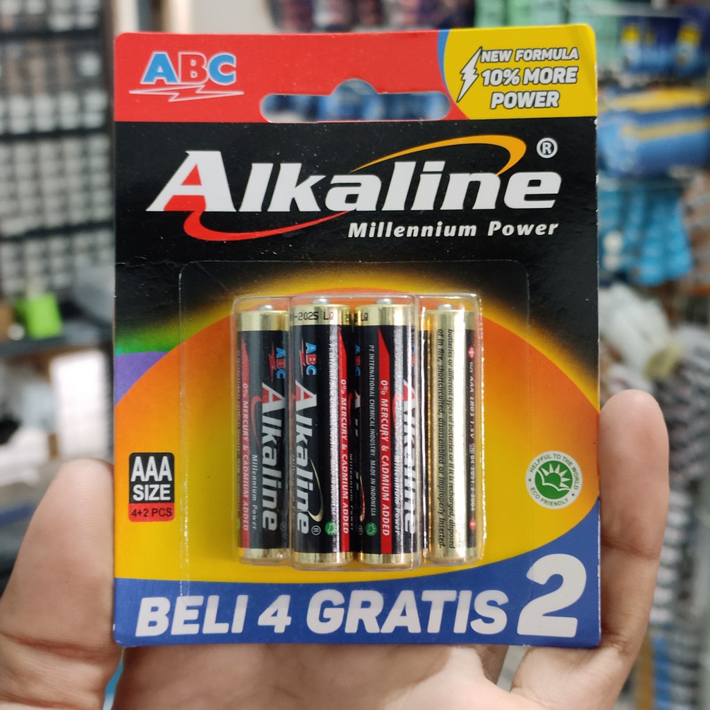 BATU BATTERY BATREI ORIGINAL ABC ALKALINE AAA A3 ISI 6PCS ABC A3