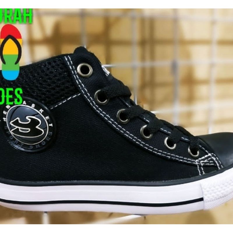 Sepatu Sekolah Anak New Basket Hitam Putih