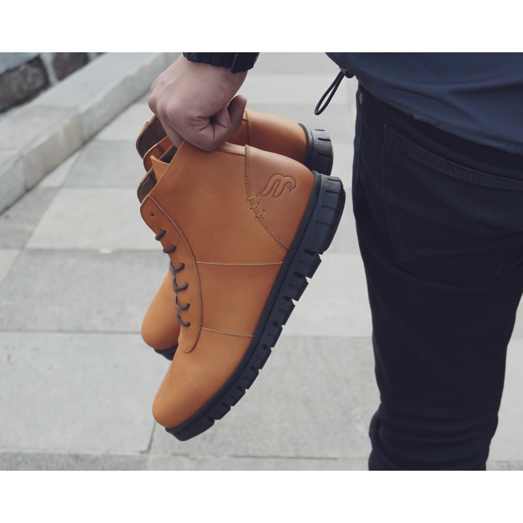 Nathan Tan | Sepatu Kulit Asli Formal Vintage Boot Simple Pria Cowok Men Boots | FORIND x Barnum