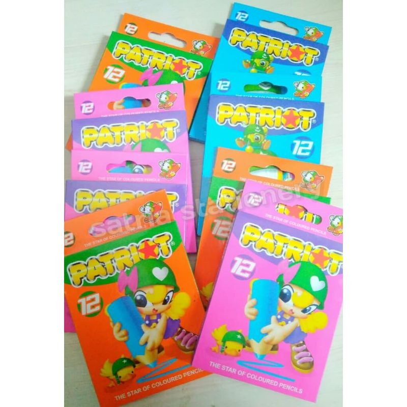 

pensil warna PATRIOT pendek isi 12 warna murah