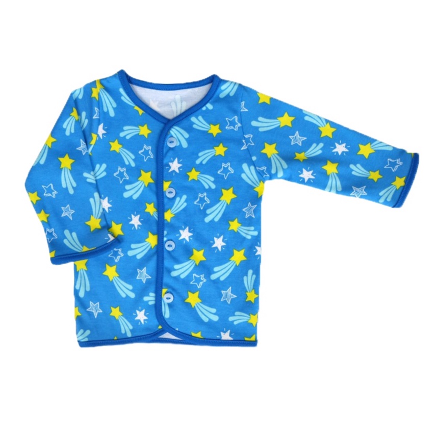 BONBINZOO - Baju Atasan Kancing Depan Anak Bayi Laki Perempuan 0 - 12 Bulan-Baju Pjg KD SS Blue