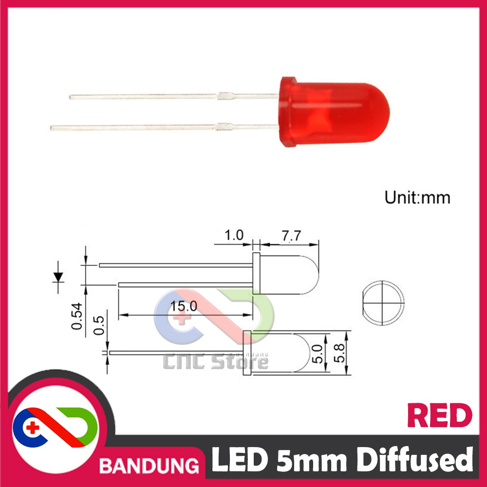 10PCS LED 5MM SUPER BRIGHT RED MERAH DIFFUSED