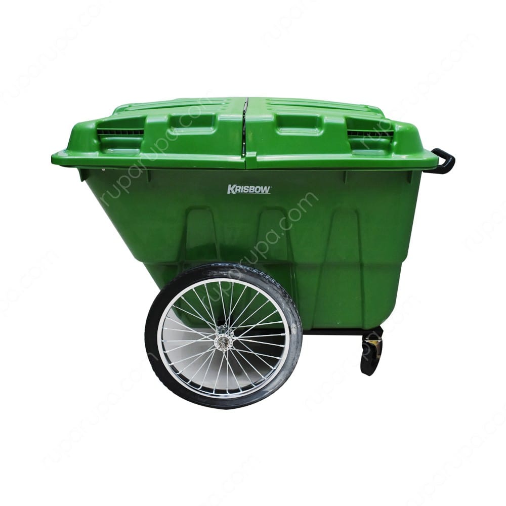 Krisbow gerobak tong Tempat Sampah Besar Plastik Outdoor 400 liter