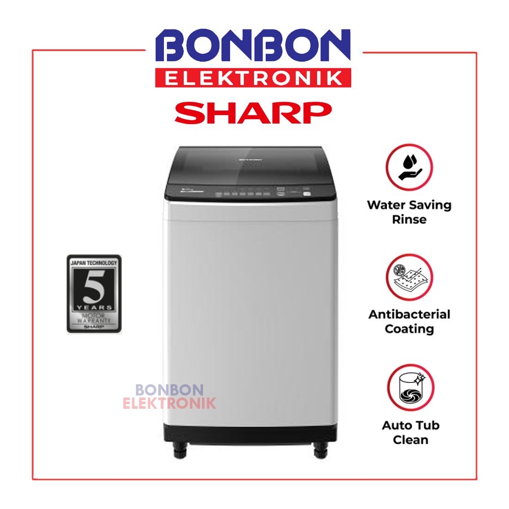 Sharp Mesin Cuci Top Loading 1 Tabung 8KG ES-M8000T-GG / ESM 8000 MEGA MOUTH