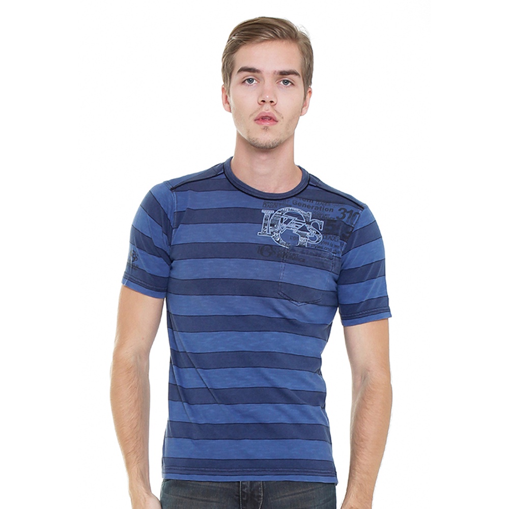 LGS - Kaos Casual - Lengan Pendek - Motif Salur - Biru - CT.223.M1597.J.C.G