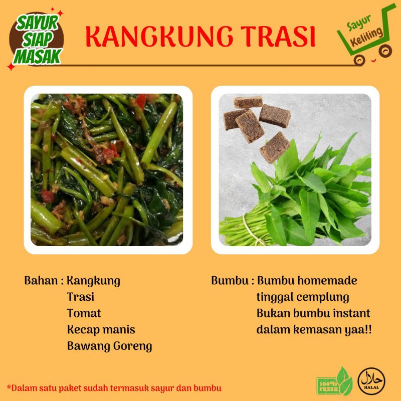 

SAYUR KELILING - OSENG KANGKUNG TERASI - SAYUR SIAP MASAK ( SUSAH TERMASUK BUMBU HOMEMADE )