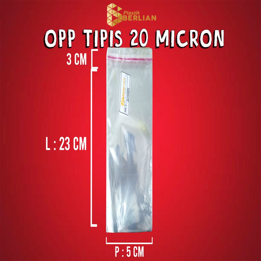 

5 x 23 cm Plastik OPP TIPIS (100 lbr) (lem/seal)