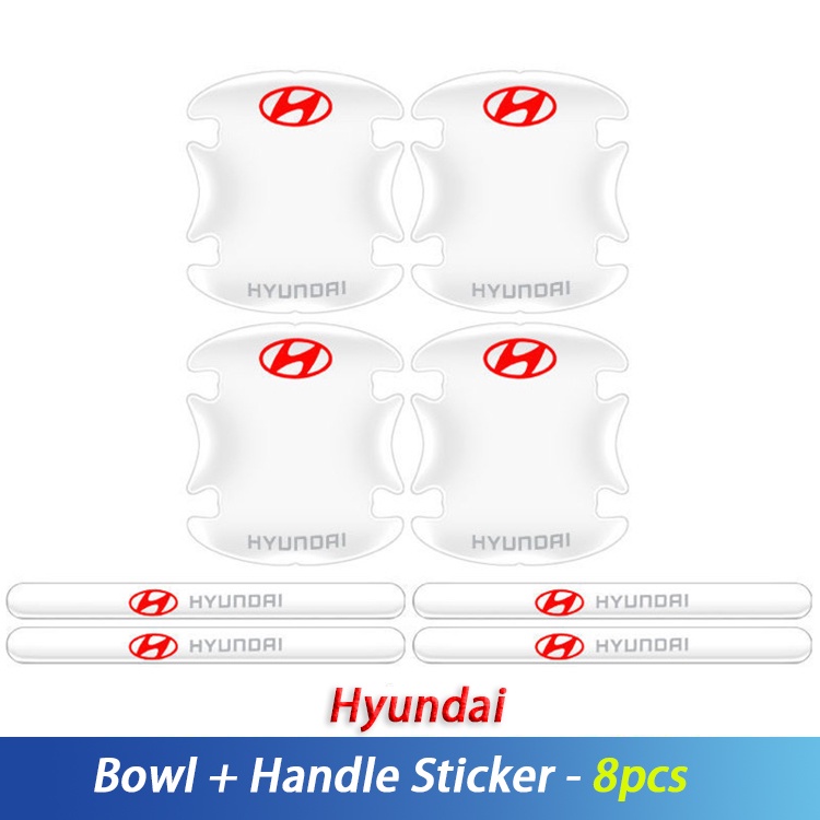 4 / 8Pcs Stiker Gagang Pintu Mobil Transparan Untuk Hyundai I30 Tucson Sonata ix35 i10 Accent Elantra