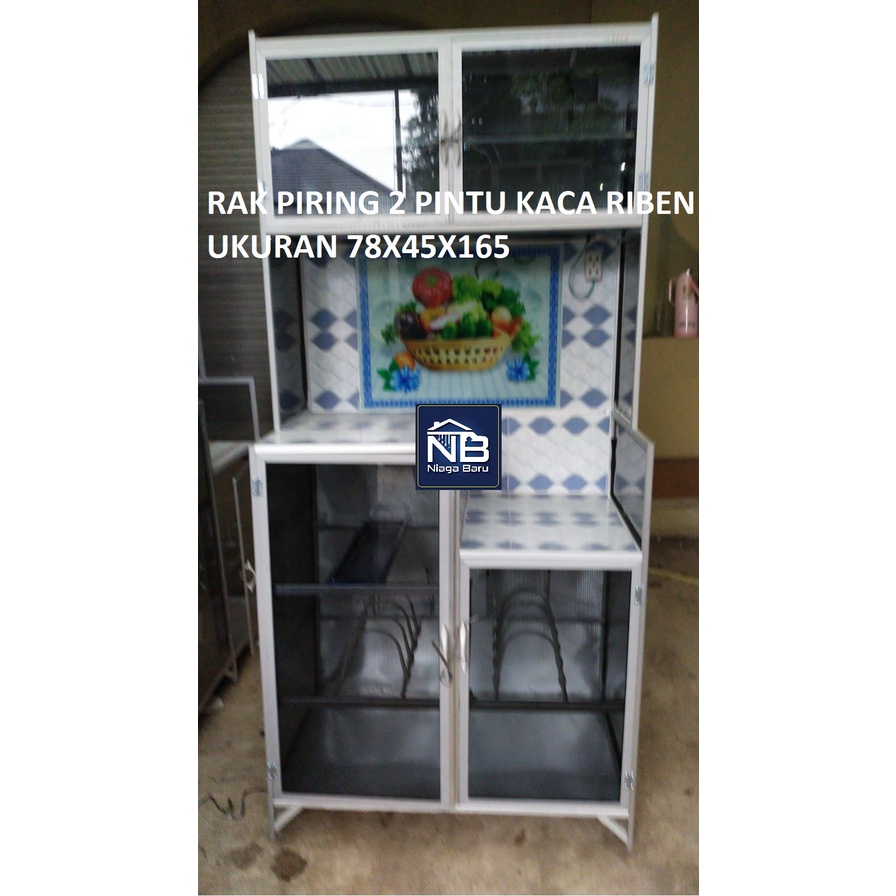 Rak Piring 2 Pintu KACA RIBEN Magic Buah Seng Daerah Bogor