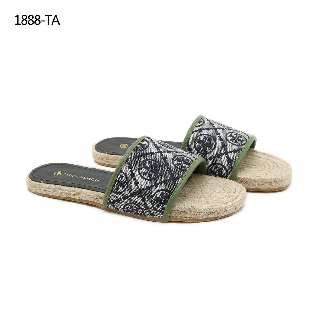 PR New Arrivall ! New Item !  TB Women's Natural 't-Monogram' Woven Slides Sandals 1888-TA