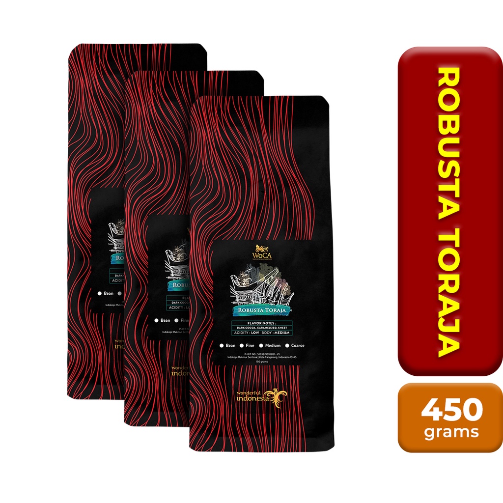 

WoCA Kopi Robusta Toraja 150 gram X 3 Pack