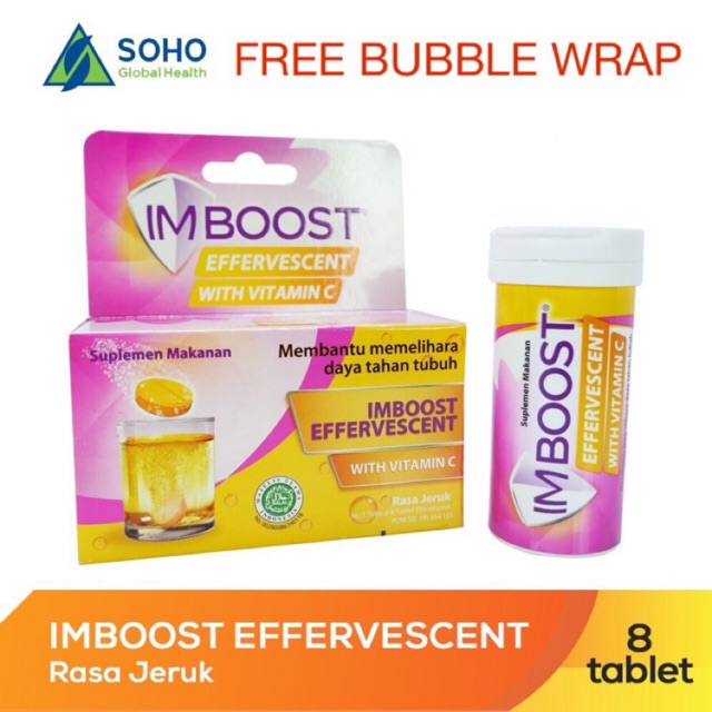 IMBOOST EFFERVESCENT WITH VITAMIN C - Memelihara Daya Tahan Tubuh - 1 Tube @8 Tablet Vit C 500 mg