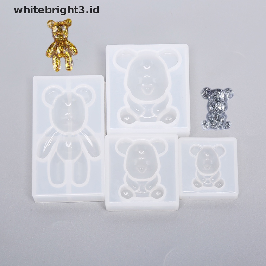 (whitebright3.id) Cetakan Resin Bentuk Beruang Bahan Silikon Untuk Membuat Perhiasan DIY