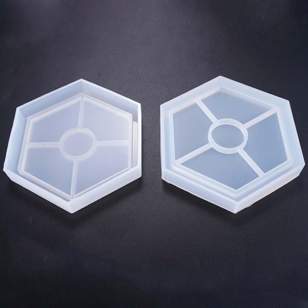 [Elegan] Coaster Cetakan6/4pcs Geometri Hexagon Membuat Perhiasan Dekorasi Rumah Square Silicone Mold