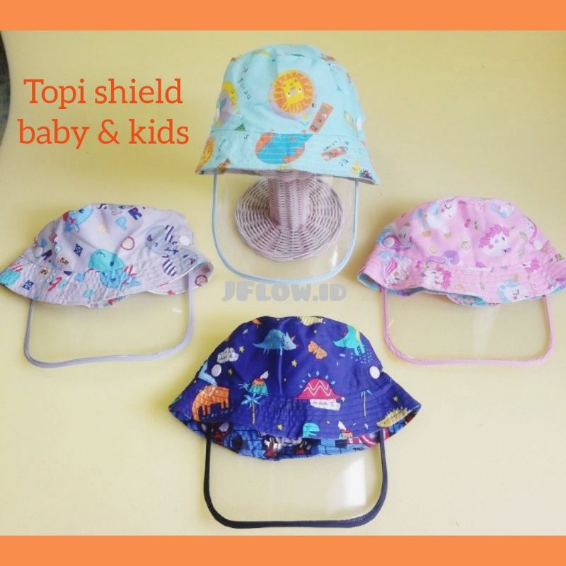 Topi buket face shield bayi anak baby kids buket