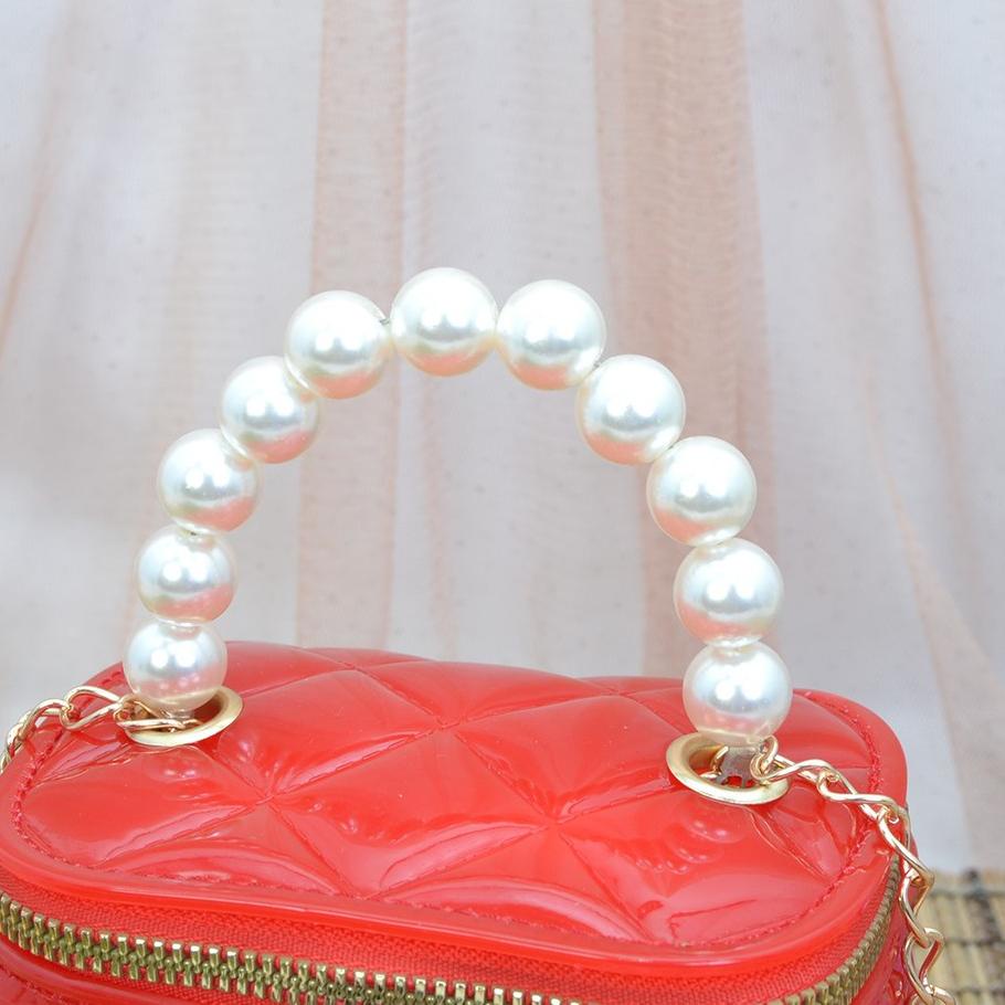 ✶ TAS IMPORT JELLY GLOSSY RANTAI MUTIARA TAS JELLY MINI A8074-1 dan 9075 ❊