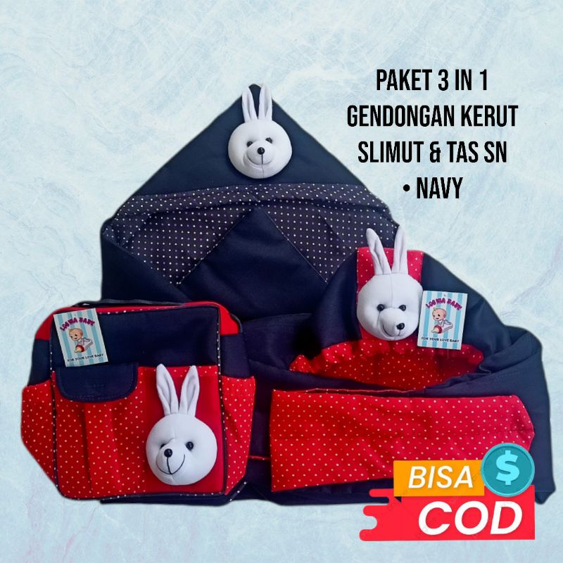 Gendongan bayi topi  kerut, Tas SN &amp; Slimut ( 3 in 1 Perlengkapan bayi murah )