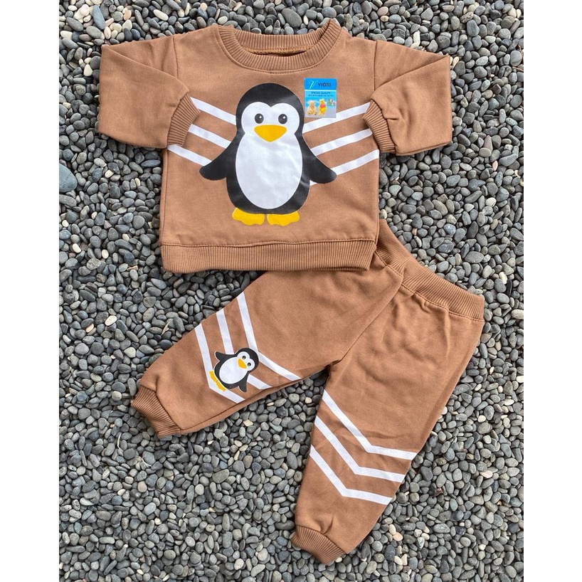 sweater bayi lucu murah motif pinguin lucu setelan 3-18 bulan