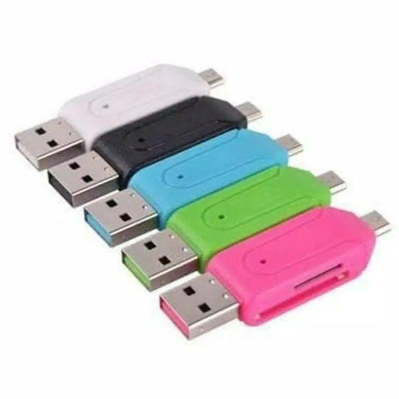 USB OTG + CARD READER MINI 2 IN 1 SLOT MICRO SD MINI SD MICRO USB TRANSFER DATA HP SAMSUNG