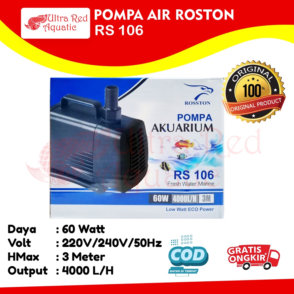 Rosston Pompa Air Celup Kolam Aquarium 106 RS 106 RS106 RS-106 LOW WATT