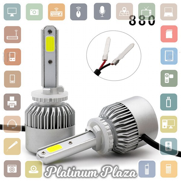 Lampu Mobil LED COB Headlight 8000LM 880/881/H27 S2 Chip 2 PCS - Silver`TWZ1H3-