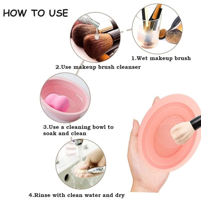 MRCAISEN POT PEMBERSIH KUAS spon make up mangkuk kuas Foldable Makeup Brush Cleaning Bowl Makeup Brush Cleaner Wash Tool P024