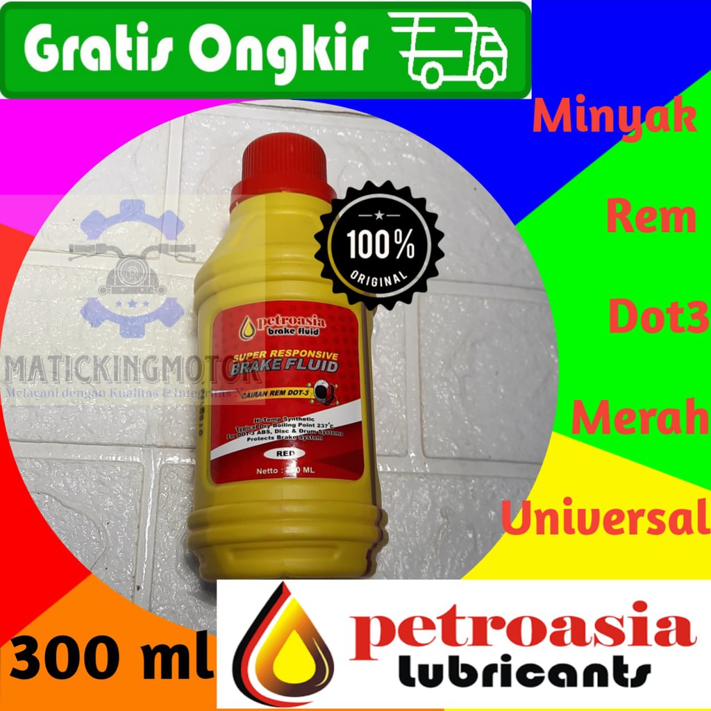 minyak rem dot 3 brake fluid One Soe 300 ml warna merah