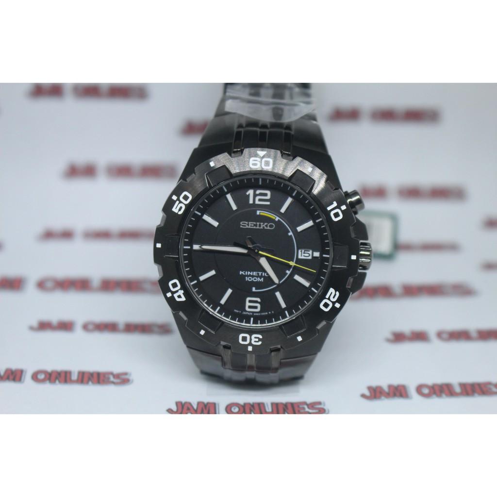 Jam Tangan Seiko Kinetic SKA447P1 Full Black Dial Bracelet WR 100M Original SKA447
