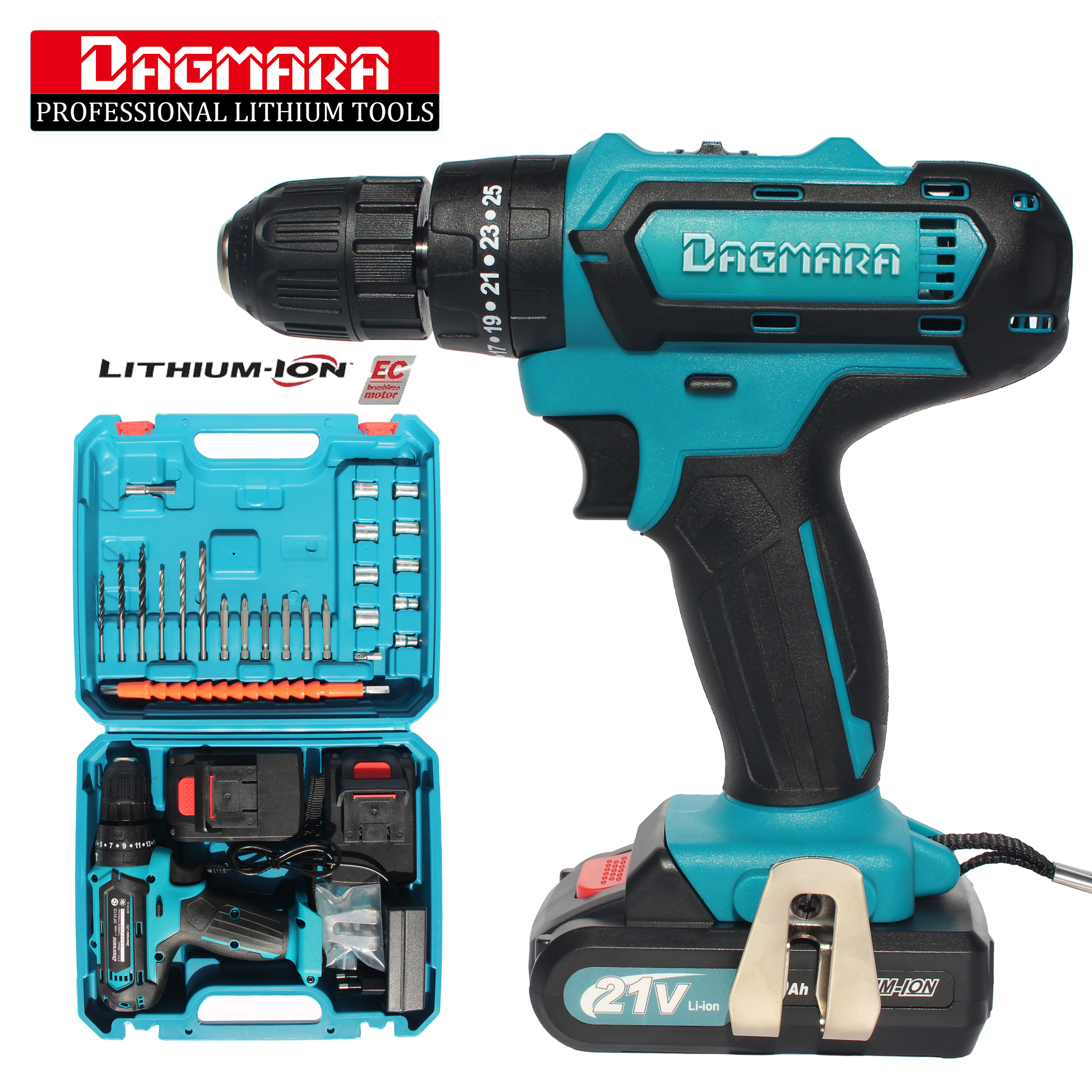 Dagmara 21V Cordless Screw drill Mesin Bor Baterai Portable Impact