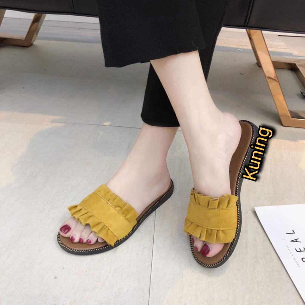 PROMO!!! SANDAL TEPLEK WANITA KERUT PNK CASUAL