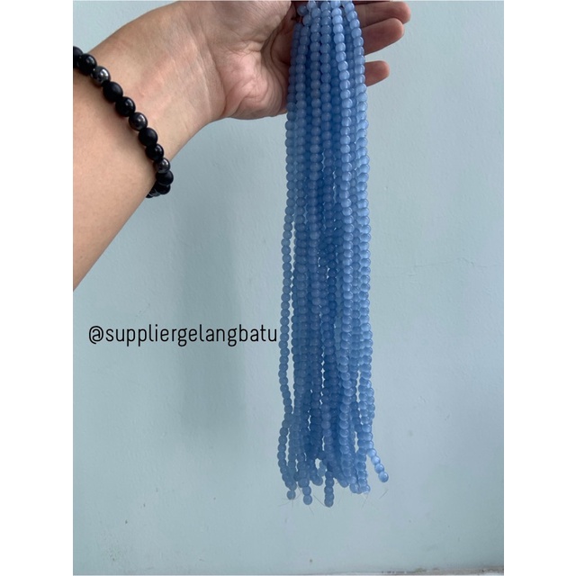 batu renceng kalung Gelang blue cat eye 6mm mata kucing biru bahan