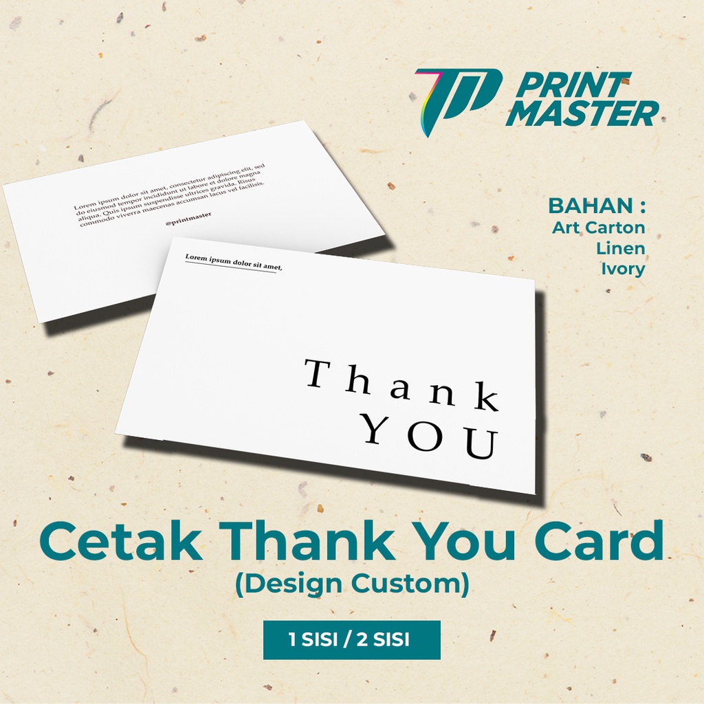 Cetak Thank You Card Custom - Kartu Ucapan Custom - A3+ Bahan Variasi