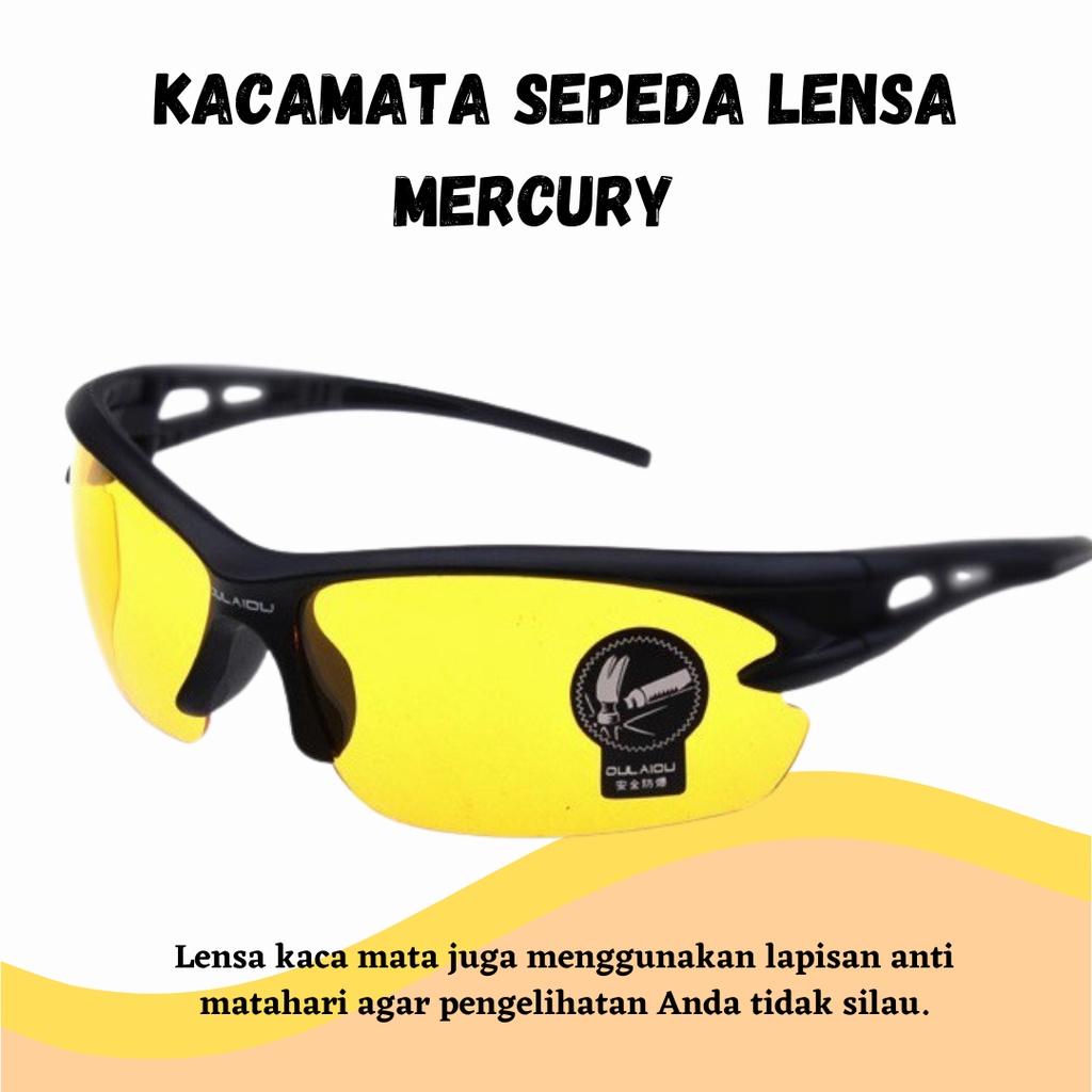 Best Seller!! OULAIOU Kacamata Sepeda Lensa Mercury Anti Silau Matahari. - 3015