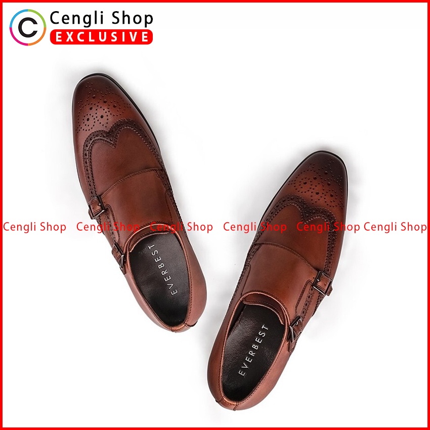 SEPATU PANTOFEL EVERBEST PRIA ORIGINAL FORMAL KULIT ASLI COKLAT EM36