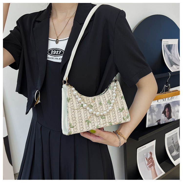 Tas Jerami Mutiara/Tas Anyaman/Tas Pesta/Tas Wanita/Tas Wanita Kekinian/Tas Bahu/Totebag/Tas Mini Wanita BAO050