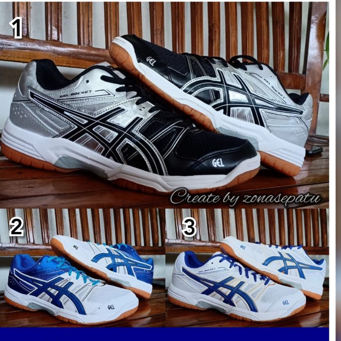 Sepatu Asics asic roket gel rocket ori pria olahraga tenis badminton