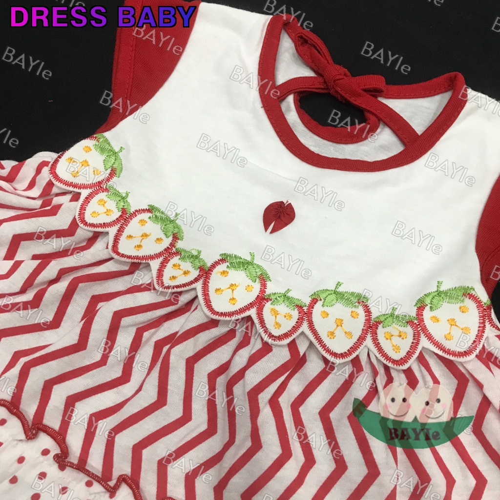 BAYIe - Baju Dress bayi/Anak Perempuan motif STRAWBERRY PLANET KIDS usia 0 -12 bulan / Pakaian anak Cewek