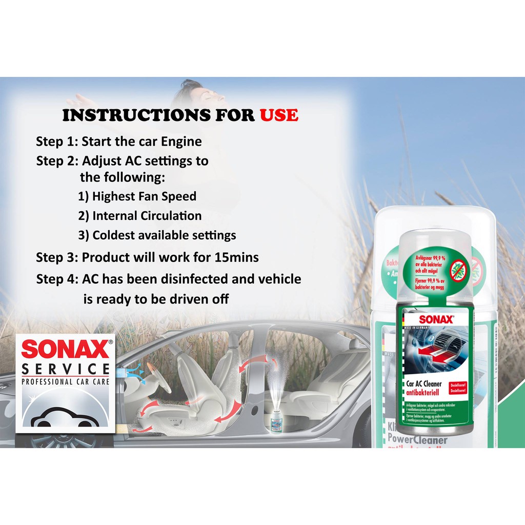 SONAX Car AC Cleaner Anti Bakteri Pembersih Udara AC Interior Mobil Bau Apek Tidak Enak MURAH