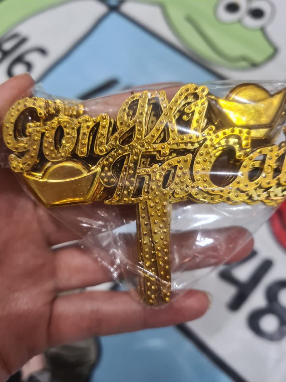 Topper Cake Tulisan Gong Xi Fa Cai Gold Chinese New Year Imlek Model Tusuk