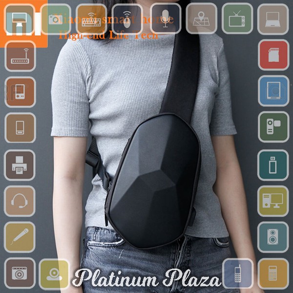 Xiaomi BEABORN Tajezzo Tas Selempang Sling Bag + USB Charger Port - 0201 - Black`27HJWC-