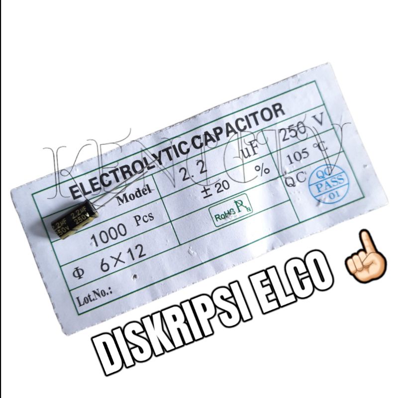 elco 2.2uf 250v max (HARGA 10PCS) elco 2,2uf 250v