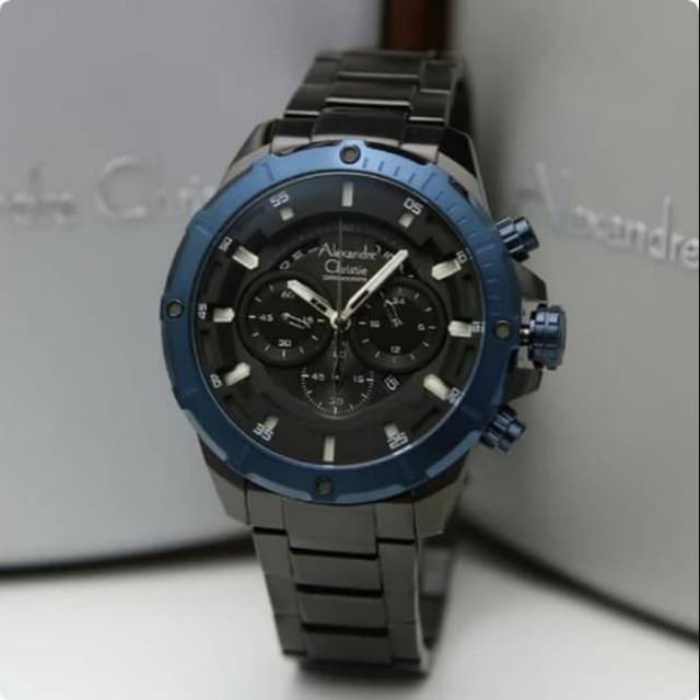 Jam Tangan Alexandre Christie 6529 Blk / Blue Original