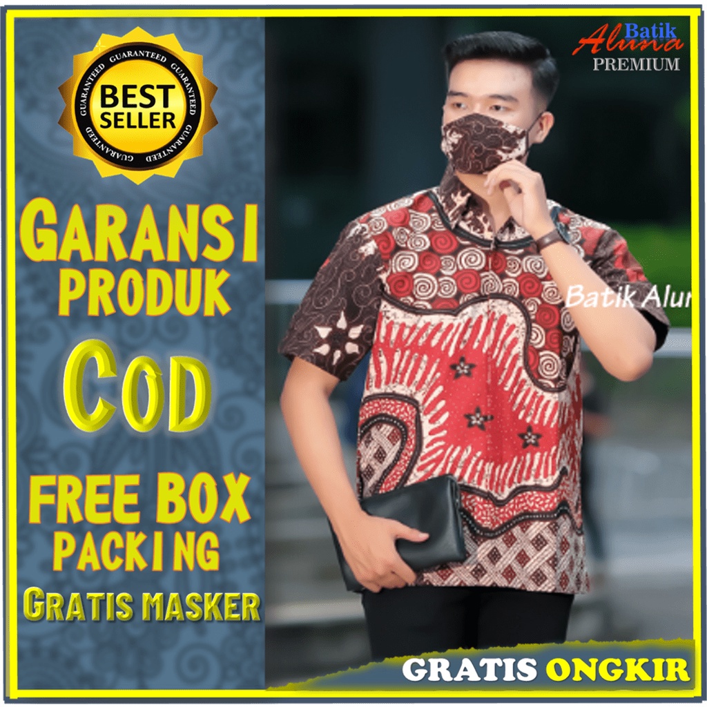 Kemeja Batik Pria Lengan Pendek Hem Batik Pria Pendek/Baju Muslim Pria Lengan Pendek Kemeja Batik Al