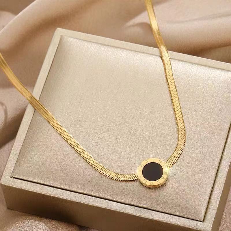 Kalung Titanium Termurah Wanita Kalung Bulat Hitam Bestseller